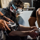 A pilot controlling his drone through video goggles.
